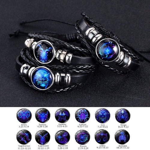 12 Constellations Luminous Bracelet Fashion Nightlight Punk Style Starry Sky Bracelet For Men Women Children - Prime Street