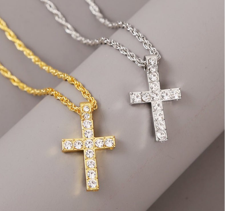 Cross Pendant Necklaces For Women Men Punk Hiphop Rope Chain On Neck Rapper Jewelry - Prime Street