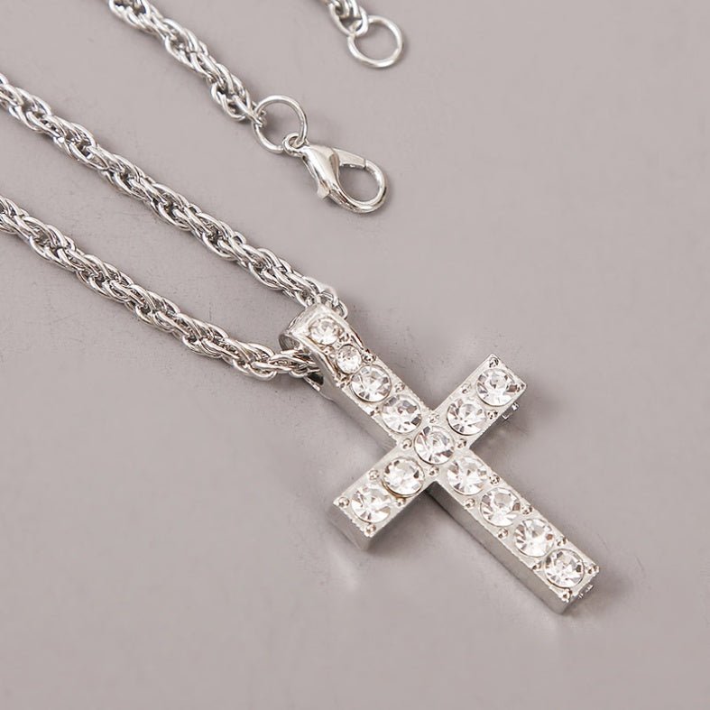 Cross Pendant Necklaces For Women Men Punk Hiphop Rope Chain On Neck Rapper Jewelry - Prime Street