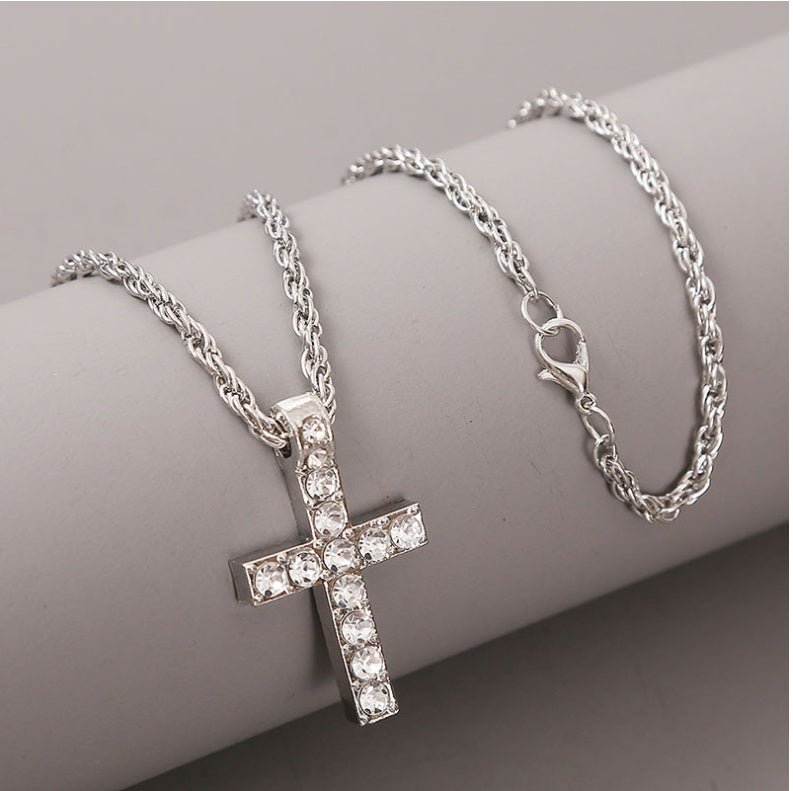 Cross Pendant Necklaces For Women Men Punk Hiphop Rope Chain On Neck Rapper Jewelry - Prime Street