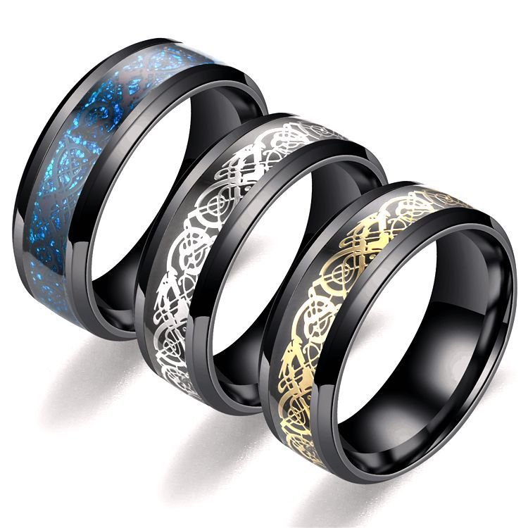 Dragon Pattern Rings Men Stainless Steel Ring Jewelry - Prime Street