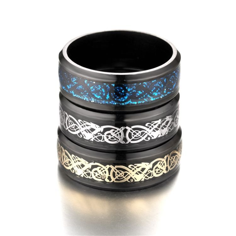 Dragon Pattern Rings Men Stainless Steel Ring Jewelry - Prime Street