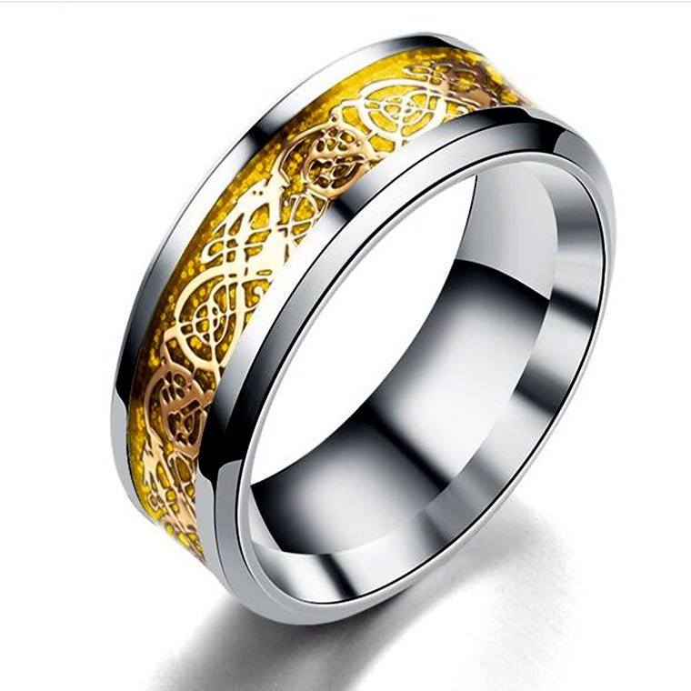 Dragon Pattern Rings Men Stainless Steel Ring Jewelry - Prime Street