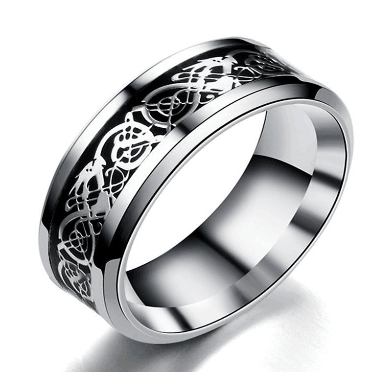 Dragon Pattern Rings Men Stainless Steel Ring Jewelry - Prime Street
