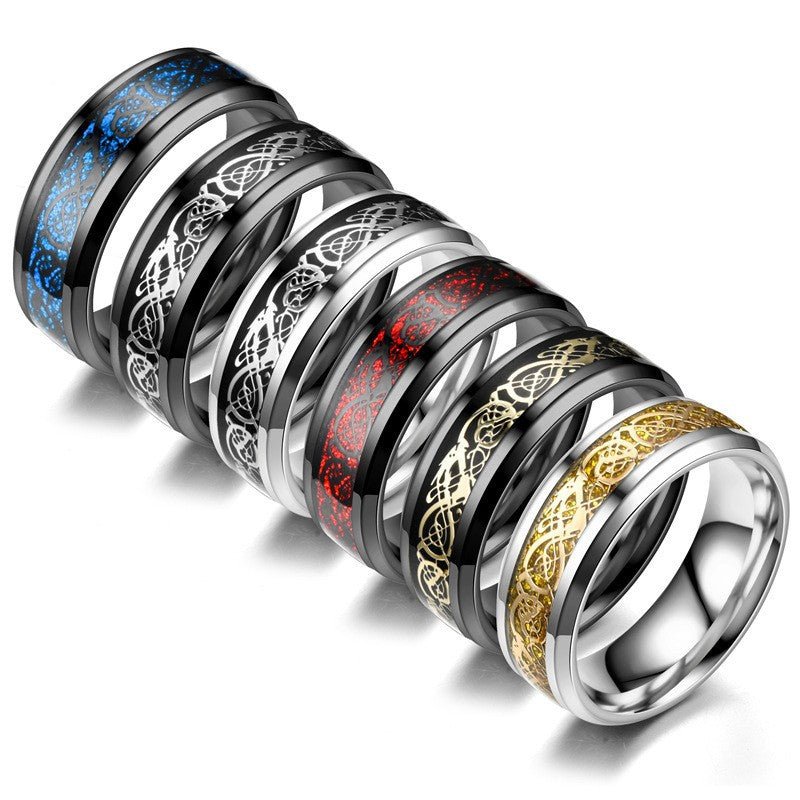 Dragon Pattern Rings Men Stainless Steel Ring Jewelry - Prime Street