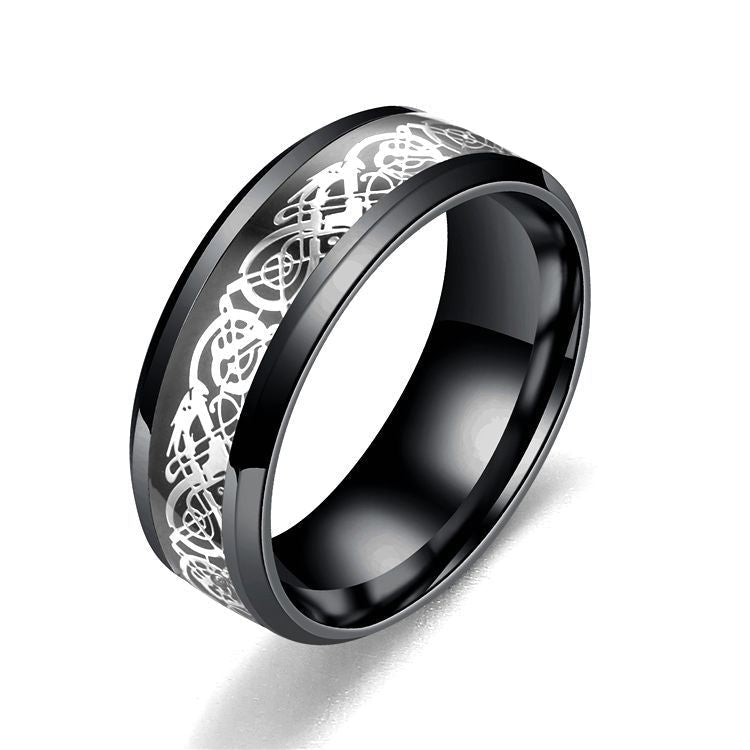 Dragon Pattern Rings Men Stainless Steel Ring Jewelry - Prime Street