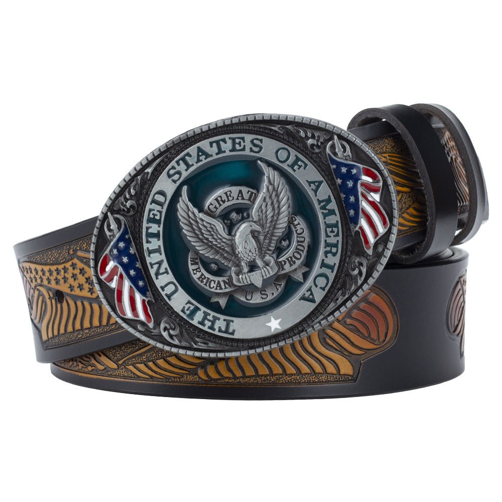 Eagle Buckle Genuine Leather Men's Casual Belt Leisure Fashion Clothing Accessories - Prime Street