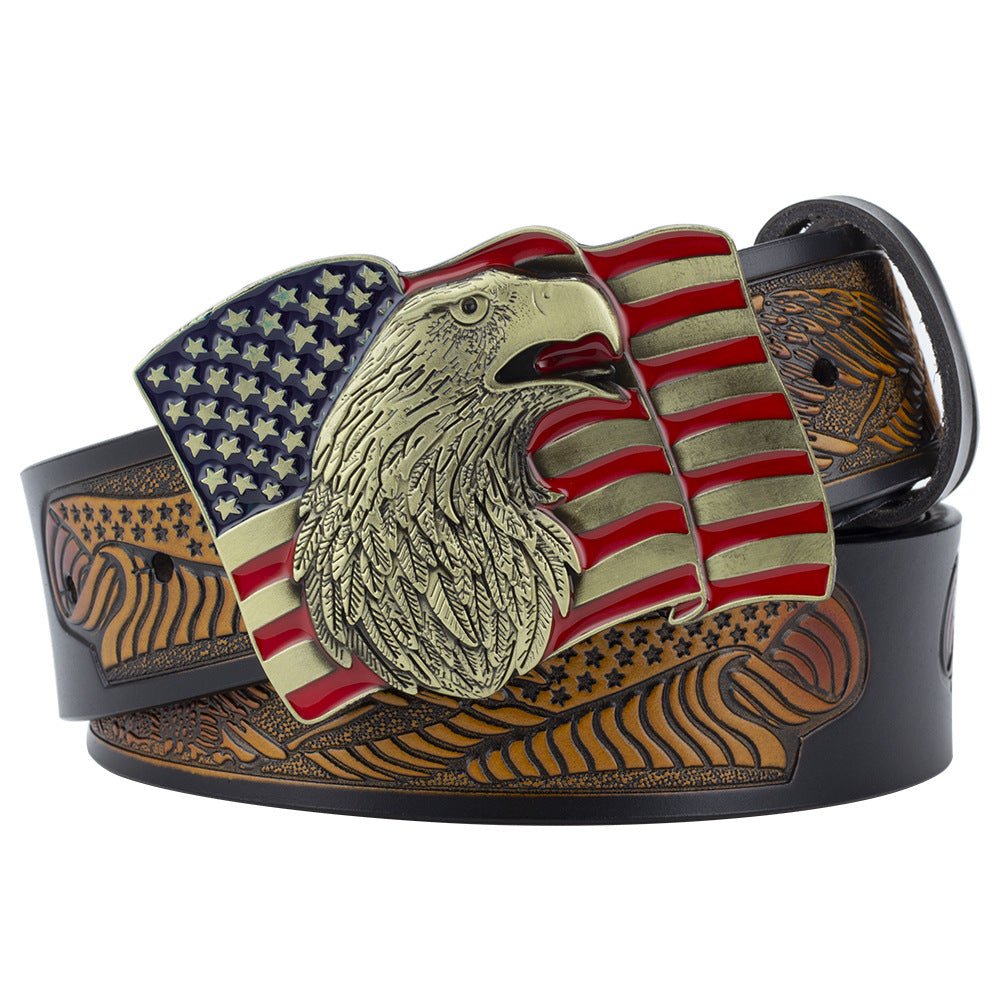 Eagle Buckle Genuine Leather Men's Casual Belt Leisure Fashion Clothing Accessories - Prime Street