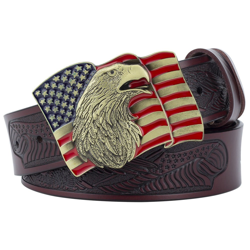 Eagle Buckle Genuine Leather Men's Casual Belt Leisure Fashion Clothing Accessories - Prime Street