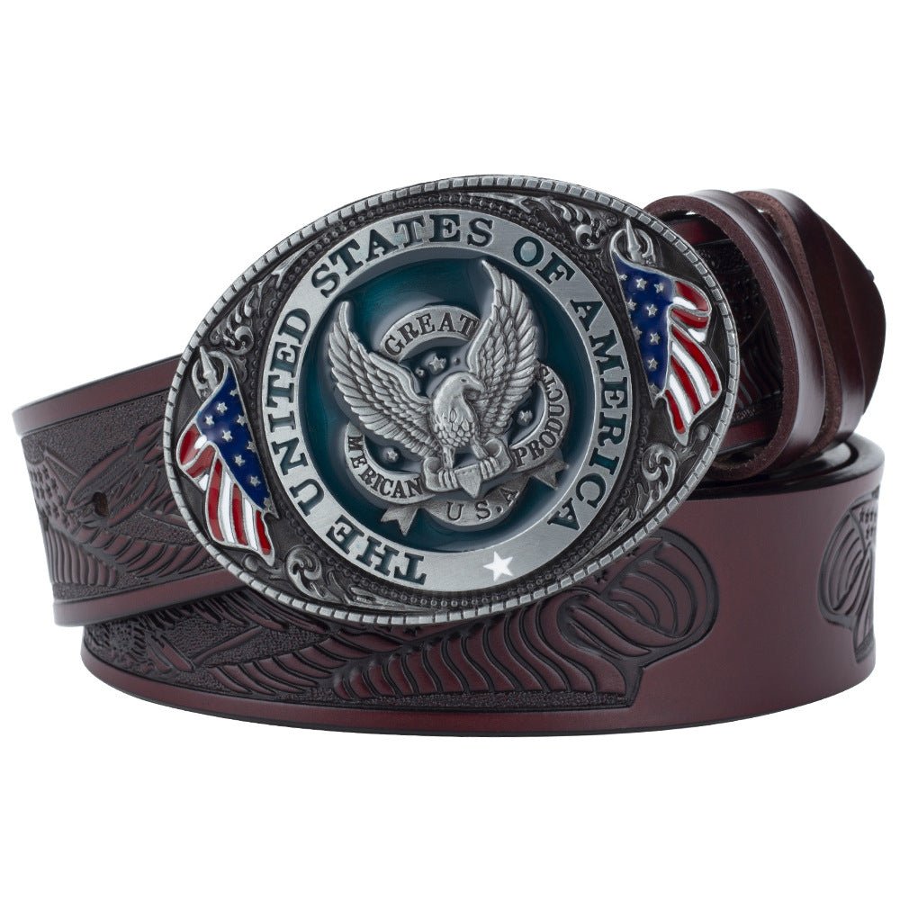 Eagle Buckle Genuine Leather Men's Casual Belt Leisure Fashion Clothing Accessories - Prime Street