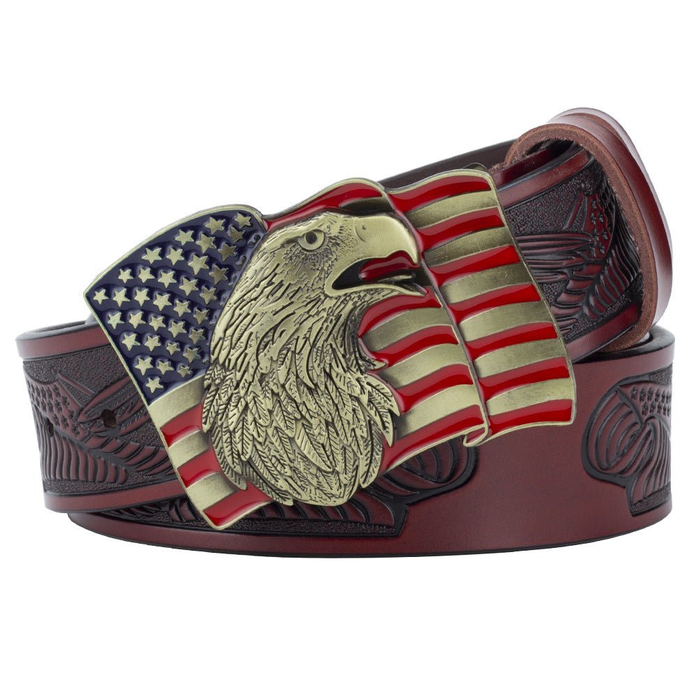 Eagle Buckle Genuine Leather Men's Casual Belt Leisure Fashion Clothing Accessories - Prime Street