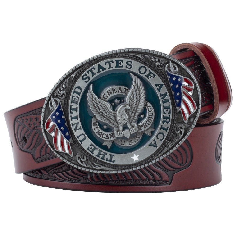 Eagle Buckle Genuine Leather Men's Casual Belt Leisure Fashion Clothing Accessories - Prime Street