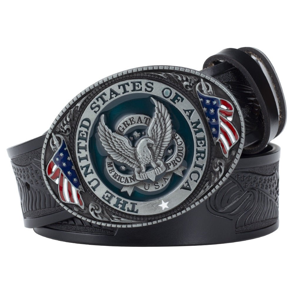 Eagle Buckle Genuine Leather Men's Casual Belt Leisure Fashion Clothing Accessories - Prime Street