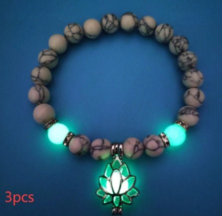 Energy Luminous Lotus Natural Stone Bracelet Yoga Healing Luminous Glow In The Dark Charm Beads Bracelet For Men Women Prayer Buddhism - Prime Street