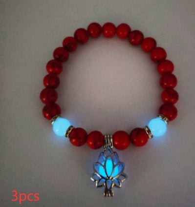 Energy Luminous Lotus Natural Stone Bracelet Yoga Healing Luminous Glow In The Dark Charm Beads Bracelet For Men Women Prayer Buddhism - Prime Street