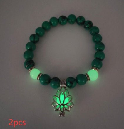 Energy Luminous Lotus Natural Stone Bracelet Yoga Healing Luminous Glow In The Dark Charm Beads Bracelet For Men Women Prayer Buddhism - Prime Street