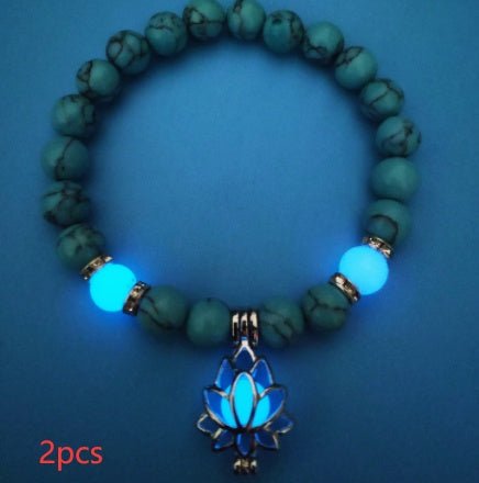 Energy Luminous Lotus Natural Stone Bracelet Yoga Healing Luminous Glow In The Dark Charm Beads Bracelet For Men Women Prayer Buddhism - Prime Street