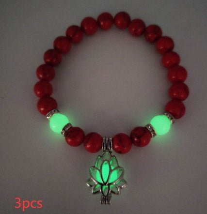 Energy Luminous Lotus Natural Stone Bracelet Yoga Healing Luminous Glow In The Dark Charm Beads Bracelet For Men Women Prayer Buddhism - Prime Street
