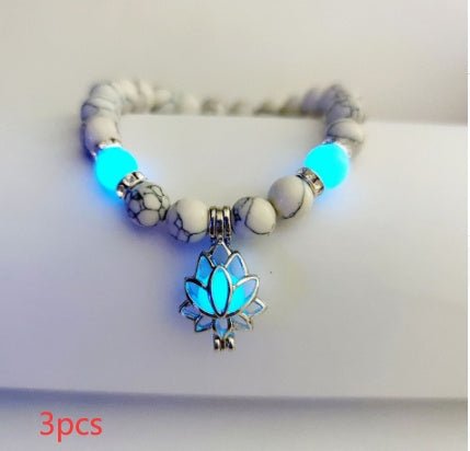 Energy Luminous Lotus Natural Stone Bracelet Yoga Healing Luminous Glow In The Dark Charm Beads Bracelet For Men Women Prayer Buddhism - Prime Street