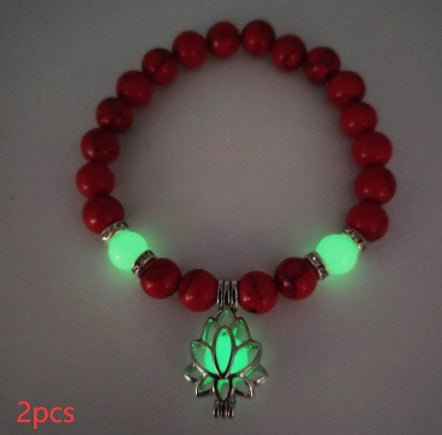 Energy Luminous Lotus Natural Stone Bracelet Yoga Healing Luminous Glow In The Dark Charm Beads Bracelet For Men Women Prayer Buddhism - Prime Street