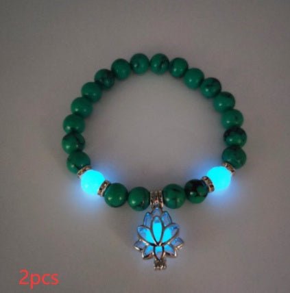 Energy Luminous Lotus Natural Stone Bracelet Yoga Healing Luminous Glow In The Dark Charm Beads Bracelet For Men Women Prayer Buddhism - Prime Street