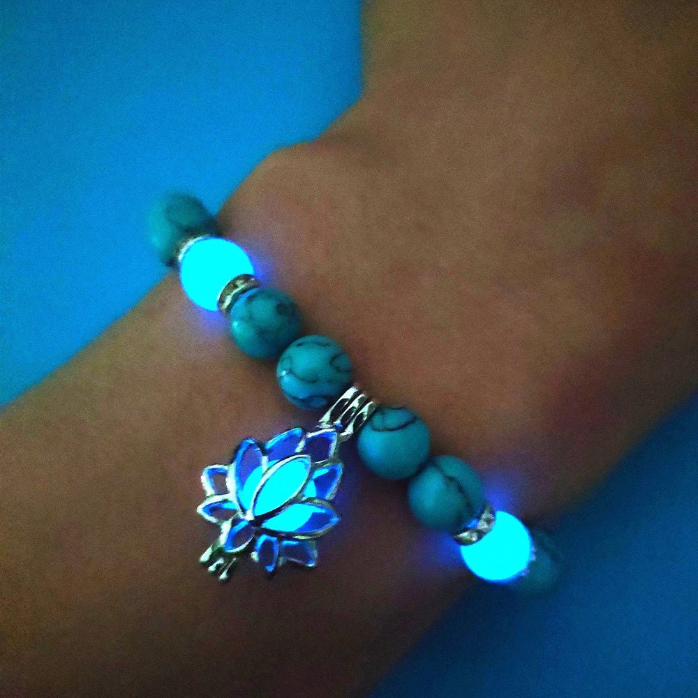 Energy Luminous Lotus Natural Stone Bracelet Yoga Healing Luminous Glow In The Dark Charm Beads Bracelet For Men Women Prayer Buddhism - Prime Street