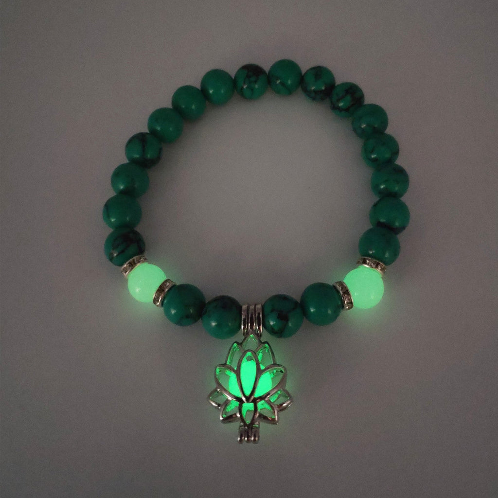 Energy Luminous Lotus Natural Stone Bracelet Yoga Healing Luminous Glow In The Dark Charm Beads Bracelet For Men Women Prayer Buddhism - Prime Street
