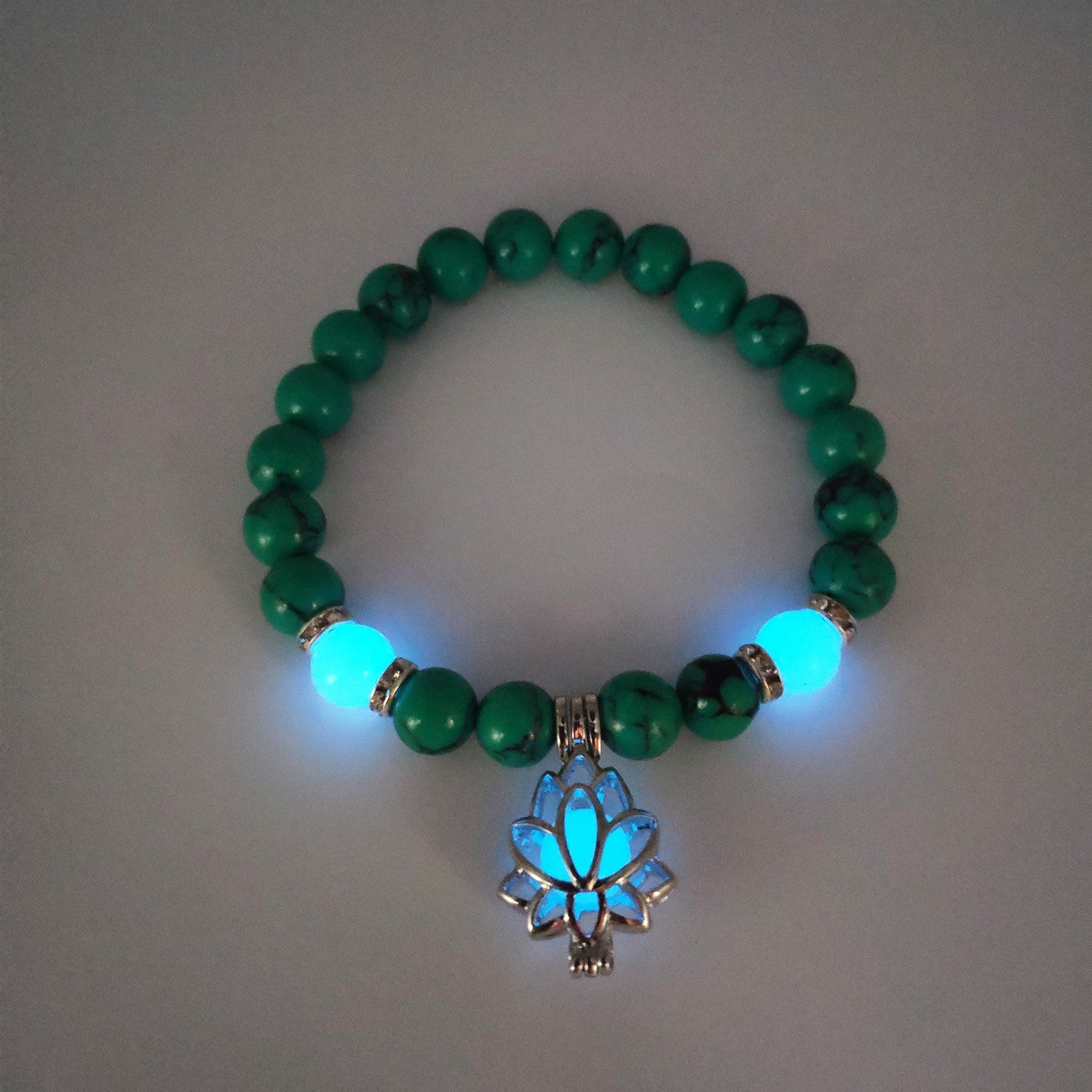 Energy Luminous Lotus Natural Stone Bracelet Yoga Healing Luminous Glow In The Dark Charm Beads Bracelet For Men Women Prayer Buddhism - Prime Street