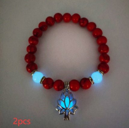 Energy Luminous Lotus Natural Stone Bracelet Yoga Healing Luminous Glow In The Dark Charm Beads Bracelet For Men Women Prayer Buddhism - Prime Street