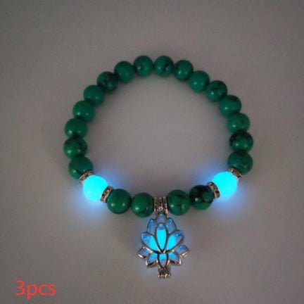 Energy Luminous Lotus Natural Stone Bracelet Yoga Healing Luminous Glow In The Dark Charm Beads Bracelet For Men Women Prayer Buddhism - Prime Street