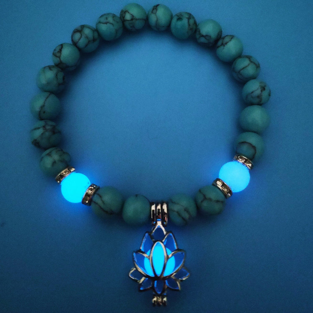 Energy Luminous Lotus Natural Stone Bracelet Yoga Healing Luminous Glow In The Dark Charm Beads Bracelet For Men Women Prayer Buddhism - Prime Street