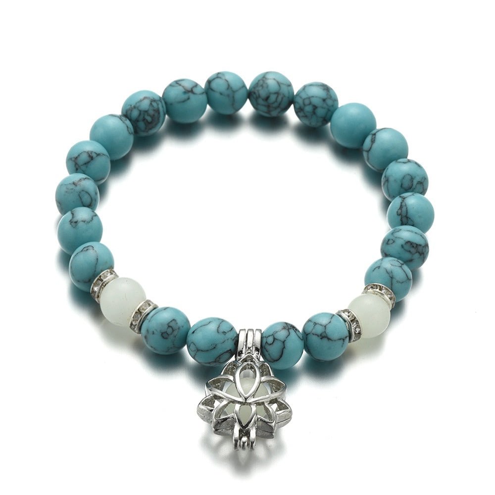 Energy Luminous Lotus Natural Stone Bracelet Yoga Healing Luminous Glow In The Dark Charm Beads Bracelet For Men Women Prayer Buddhism - Prime Street