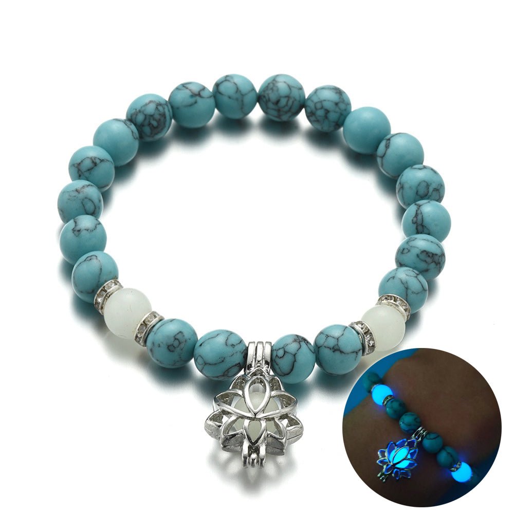 Energy Luminous Lotus Natural Stone Bracelet Yoga Healing Luminous Glow In The Dark Charm Beads Bracelet For Men Women Prayer Buddhism - Prime Street