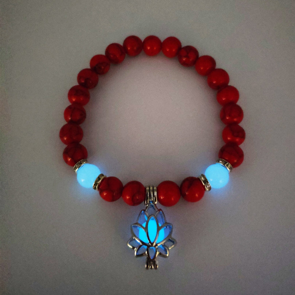 Energy Luminous Lotus Natural Stone Bracelet Yoga Healing Luminous Glow In The Dark Charm Beads Bracelet For Men Women Prayer Buddhism - Prime Street