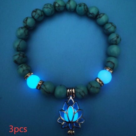 Energy Luminous Lotus Natural Stone Bracelet Yoga Healing Luminous Glow In The Dark Charm Beads Bracelet For Men Women Prayer Buddhism - Prime Street
