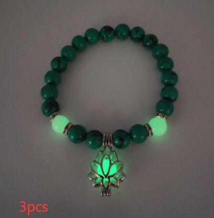 Energy Luminous Lotus Natural Stone Bracelet Yoga Healing Luminous Glow In The Dark Charm Beads Bracelet For Men Women Prayer Buddhism - Prime Street