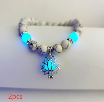 Energy Luminous Lotus Natural Stone Bracelet Yoga Healing Luminous Glow In The Dark Charm Beads Bracelet For Men Women Prayer Buddhism - Prime Street