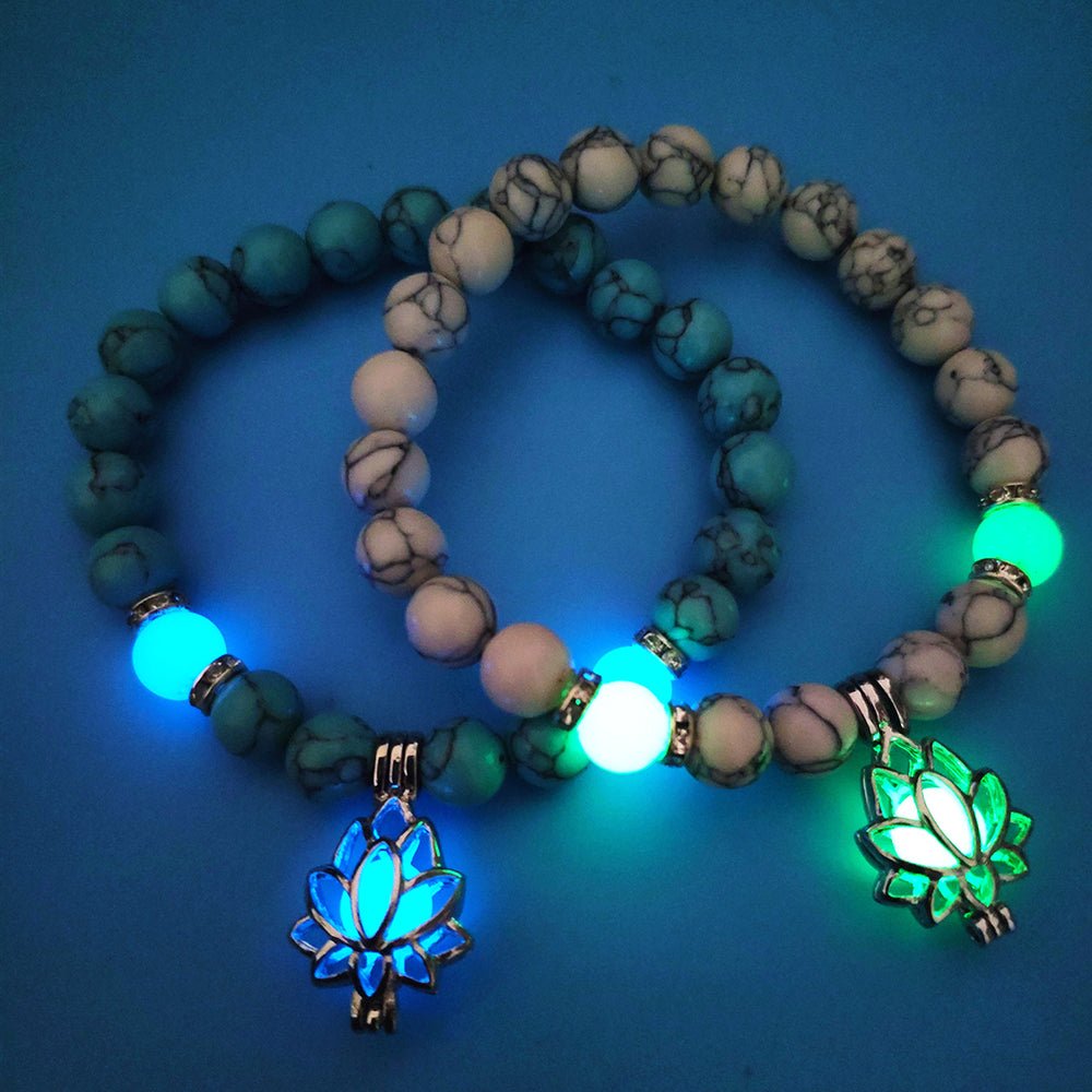 Energy Luminous Lotus Natural Stone Bracelet Yoga Healing Luminous Glow In The Dark Charm Beads Bracelet For Men Women Prayer Buddhism - Prime Street