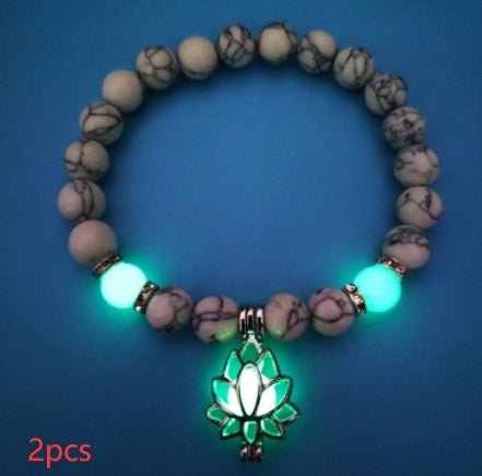 Energy Luminous Lotus Natural Stone Bracelet Yoga Healing Luminous Glow In The Dark Charm Beads Bracelet For Men Women Prayer Buddhism - Prime Street