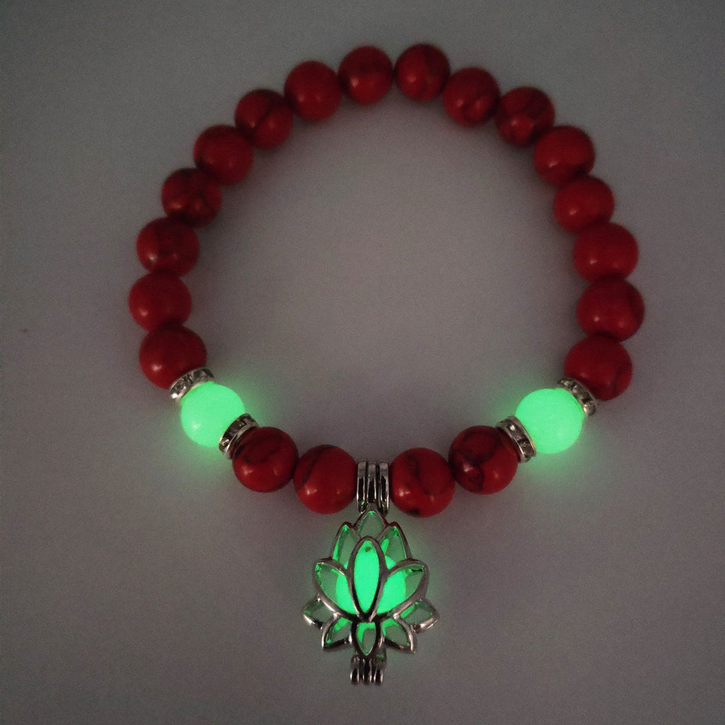 Energy Luminous Lotus Natural Stone Bracelet Yoga Healing Luminous Glow In The Dark Charm Beads Bracelet For Men Women Prayer Buddhism - Prime Street