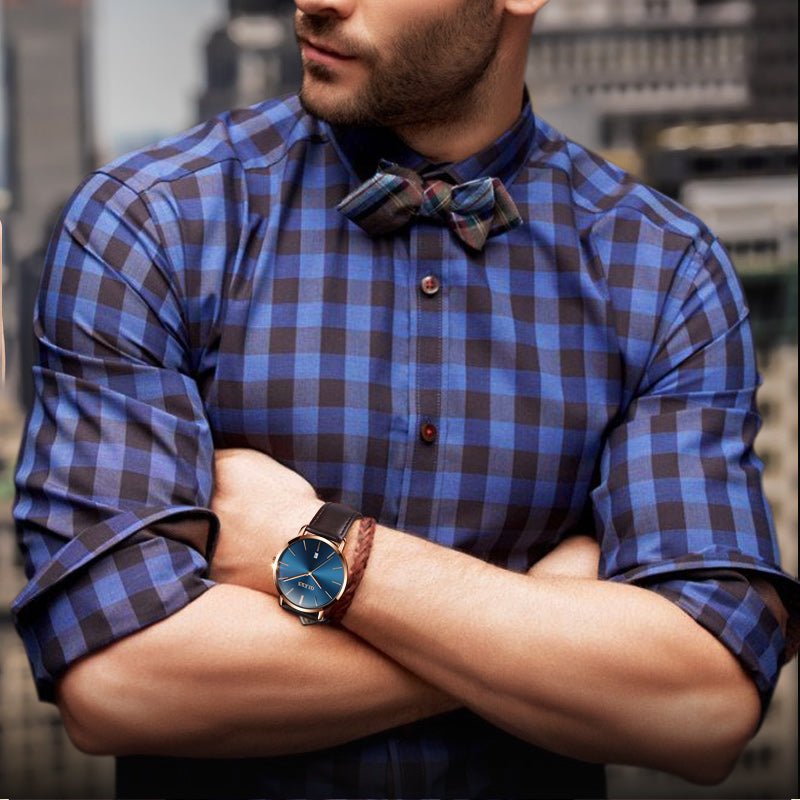 Fashion Casual Watch Men Luxury Brand Mens Watches Leather Sport Waterproof Auto Date Quartz Wristwatch - Prime Street