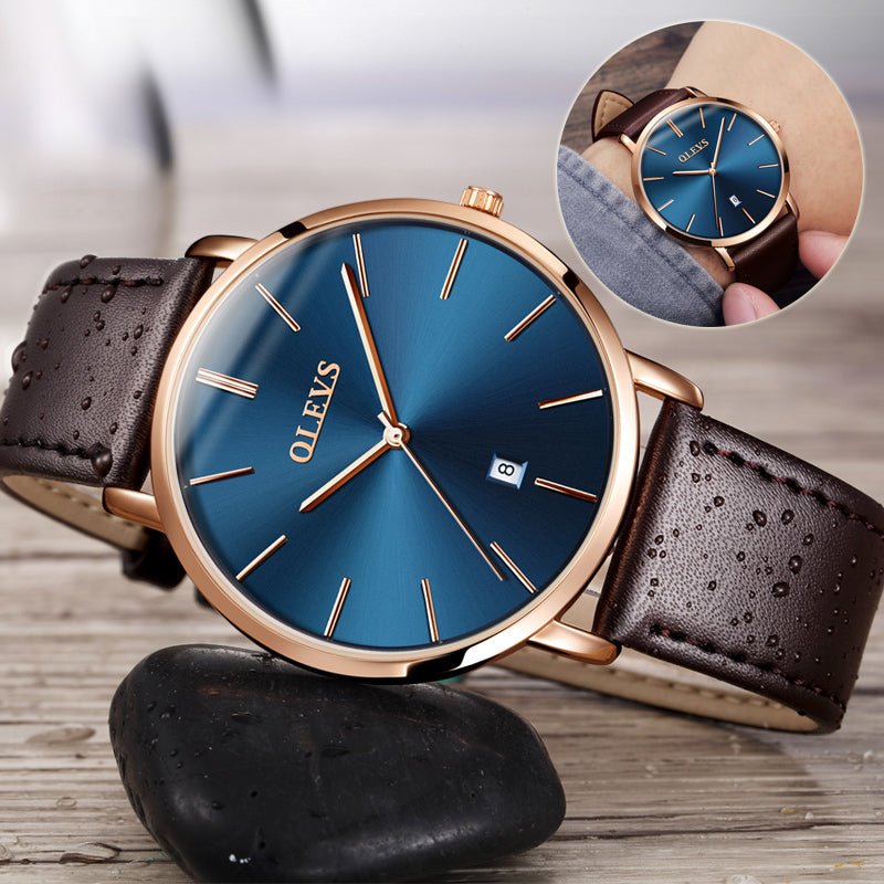 Fashion Casual Watch Men Luxury Brand Mens Watches Leather Sport Waterproof Auto Date Quartz Wristwatch - Prime Street
