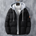 Fashion Hooded Jacket Men Winter Windproof Thickened Fake Two-piece Coat Solid Leisure Sports Cotton Jacket - Prime Street