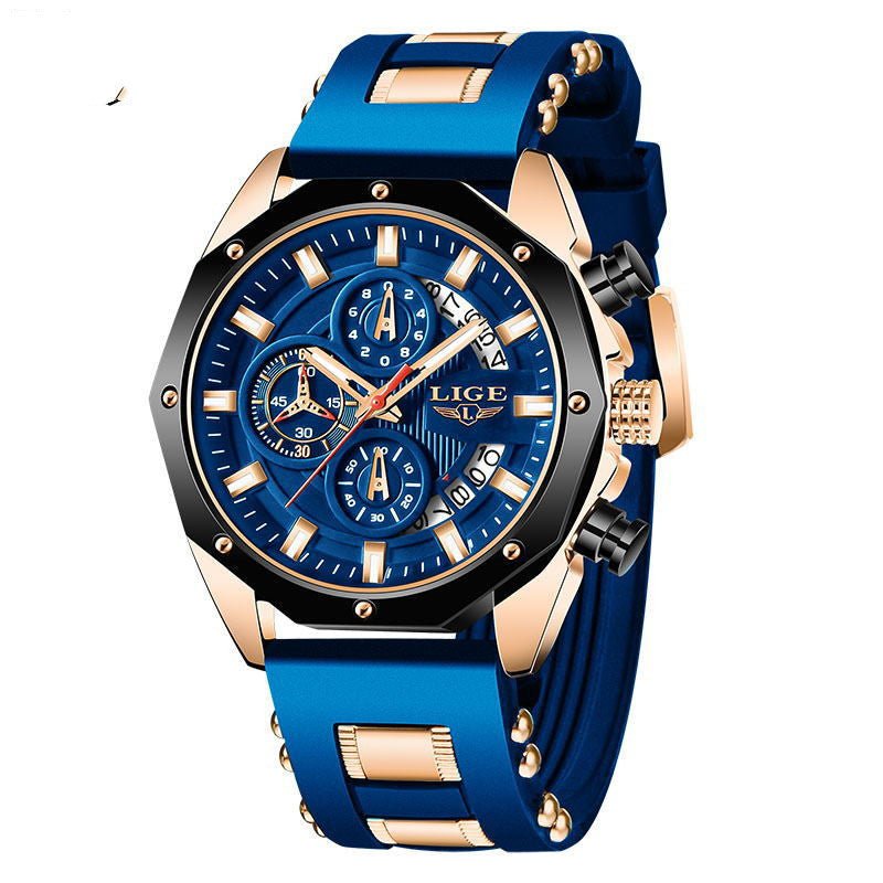 Fashion Mens Watches Top Brand Luxury Silicone Sport Watch Men Quartz Date Clock Waterproof Wristwatch Chronograph - Prime Street