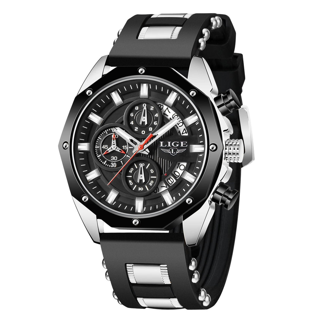 Fashion Mens Watches Top Brand Luxury Silicone Sport Watch Men Quartz Date Clock Waterproof Wristwatch Chronograph - Prime Street