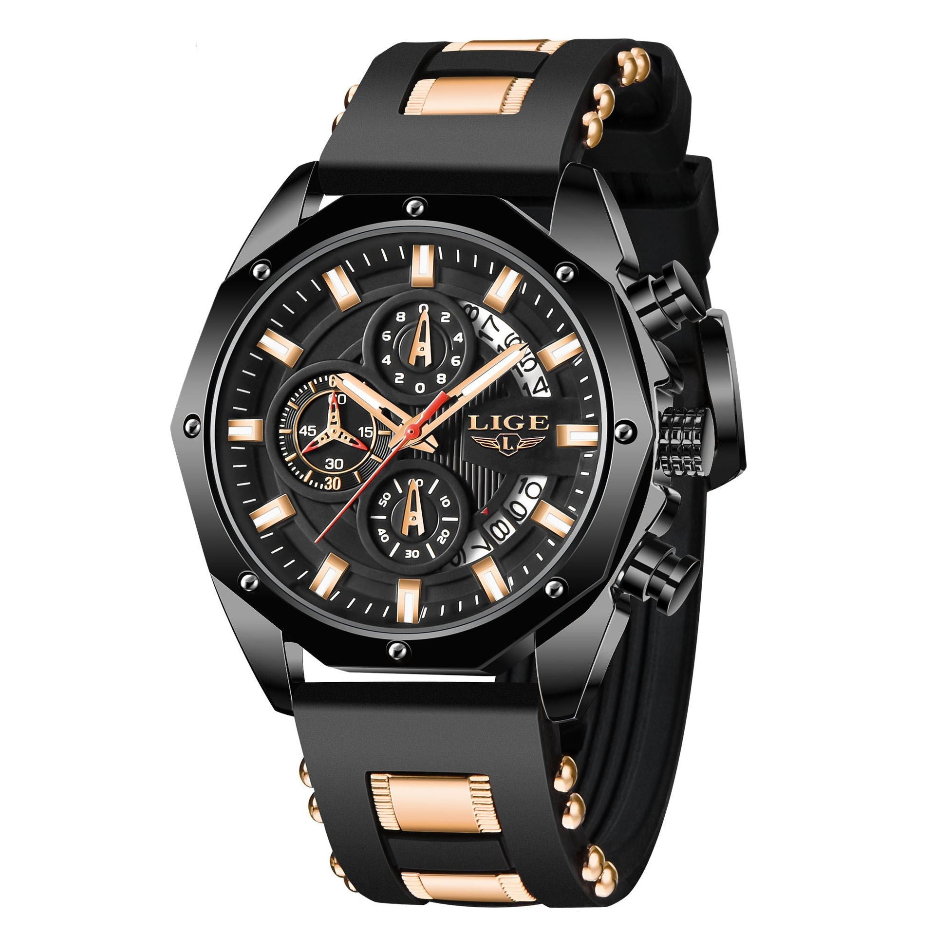 Fashion Mens Watches Top Brand Luxury Silicone Sport Watch Men Quartz Date Clock Waterproof Wristwatch Chronograph - Prime Street