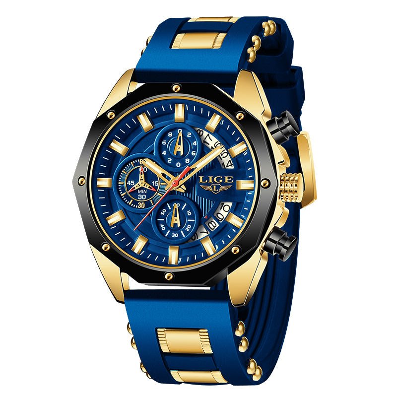 Fashion Mens Watches Top Brand Luxury Silicone Sport Watch Men Quartz Date Clock Waterproof Wristwatch Chronograph - Prime Street