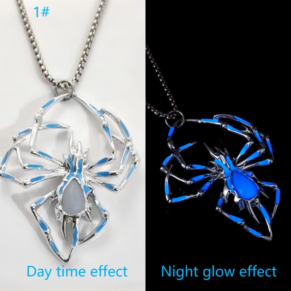 Halloween Creative Stereo Luminous Spider Necklace Jewerly Glowing Night Fluorescence Antique Vintage Glow In The Dark For Men Women Gift Party Halloween Day Club - Prime Street