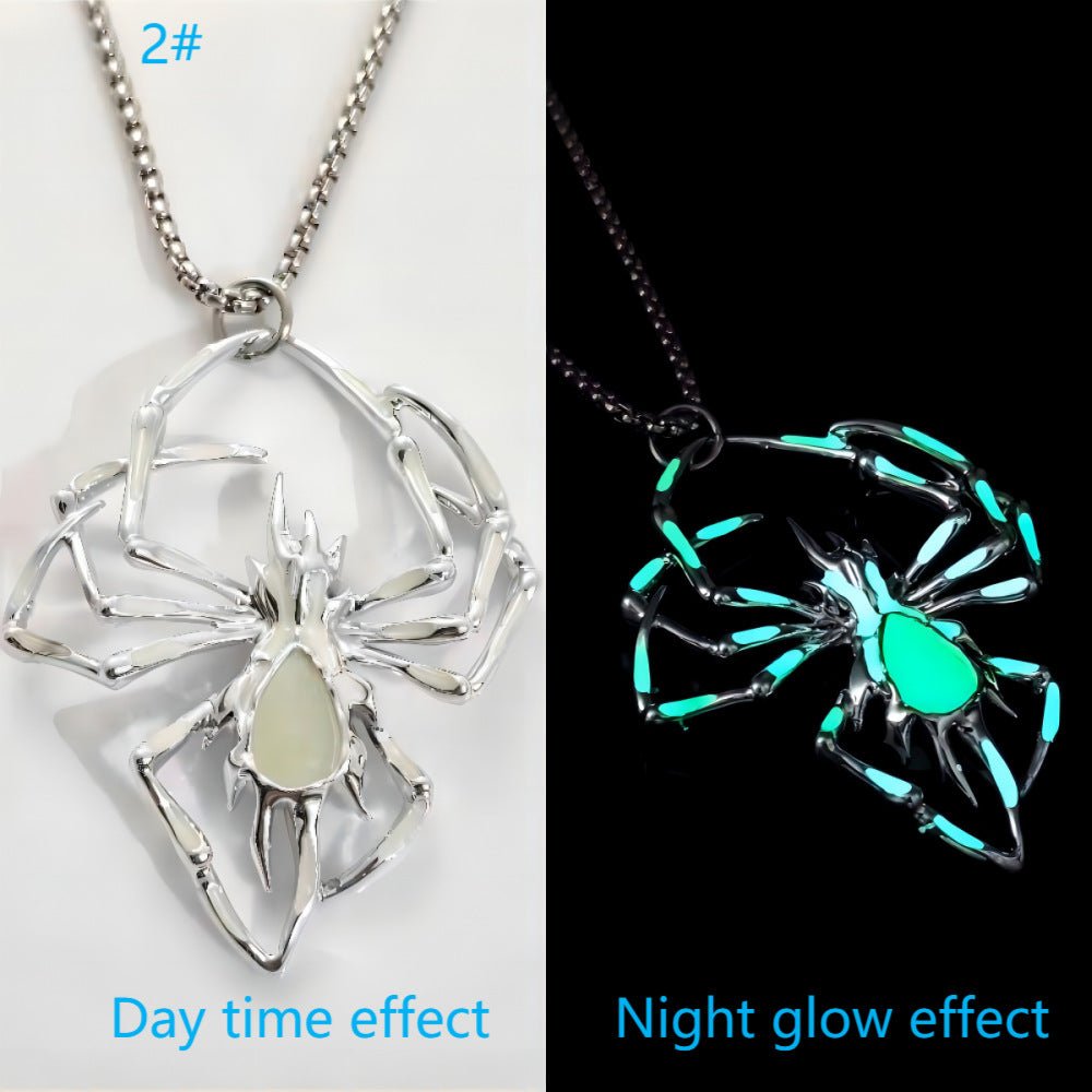 Halloween Creative Stereo Luminous Spider Necklace Jewerly Glowing Night Fluorescence Antique Vintage Glow In The Dark For Men Women Gift Party Halloween Day Club - Prime Street