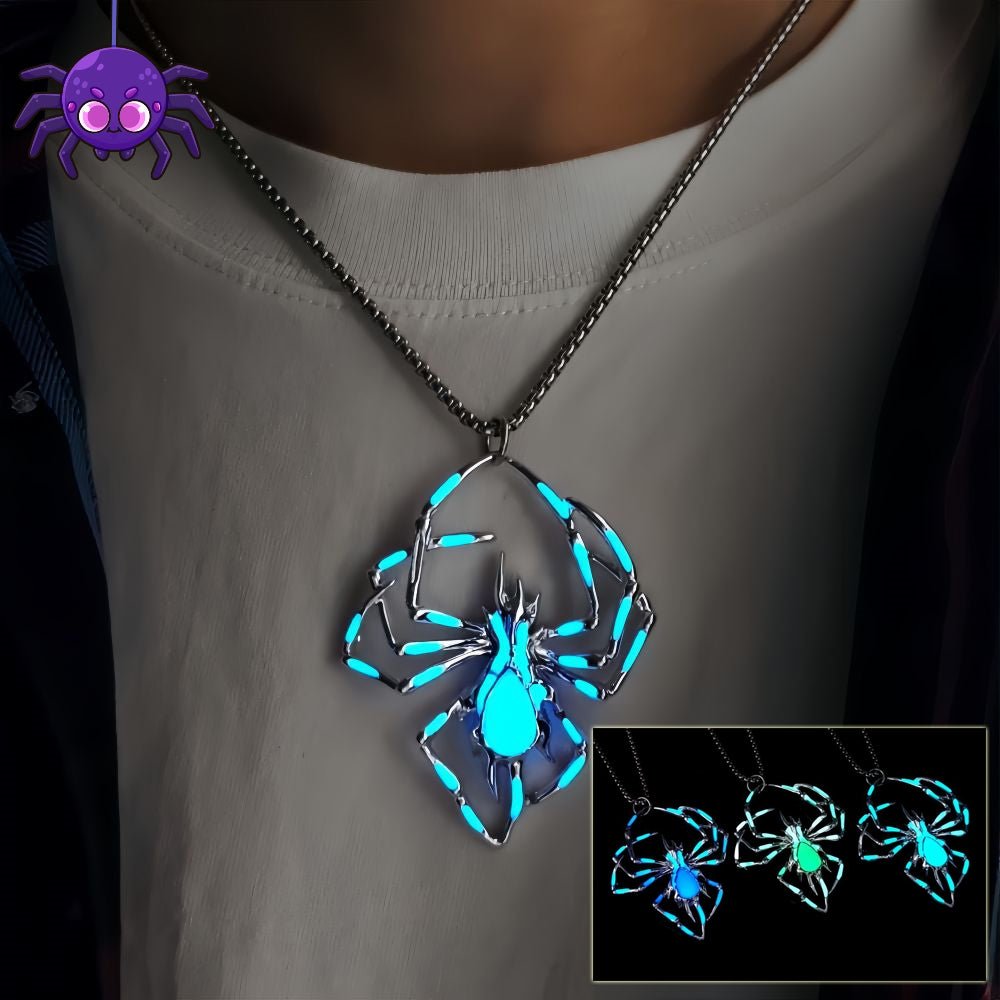Halloween Creative Stereo Luminous Spider Necklace Jewerly Glowing Night Fluorescence Antique Vintage Glow In The Dark For Men Women Gift Party Halloween Day Club - Prime Street